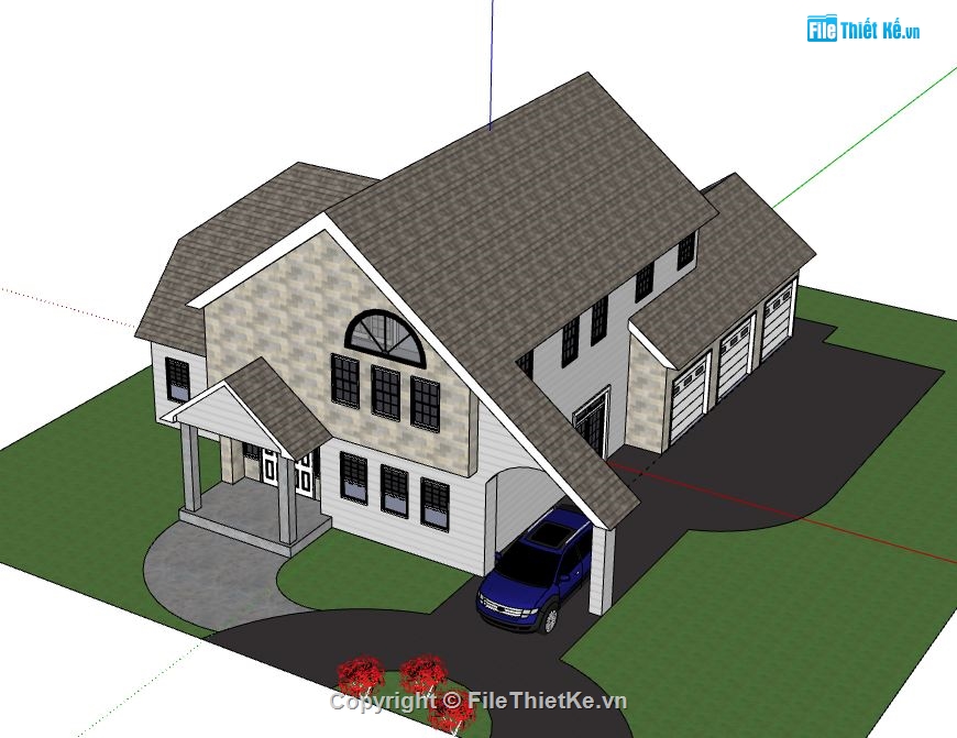 Biệt thự 2 tầng,model su biệt thự 2 tầng,file su biệt thự 2 tầng,biệt thự 2 tầng sketchup,sketchup biệt thự 2 tầng