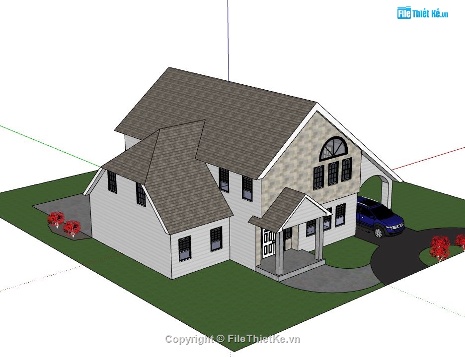 Biệt thự 2 tầng,model su biệt thự 2 tầng,file su biệt thự 2 tầng,biệt thự 2 tầng sketchup,sketchup biệt thự 2 tầng