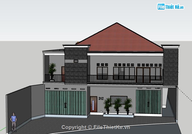 Biệt thự 2 tầng,model su biệt thự 2 tầng,biệt thự 2 tầng file su,file sketchup biệt thự 2 tầng