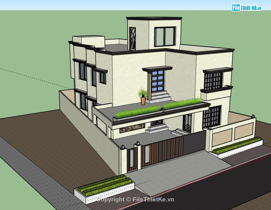 Biệt thự  2 tầng,biệt thự 2 tầng file su,file sketchup biệt thự 2 tầng,biệt thự 2 tầng model su,file su biệt thự 2 tầng