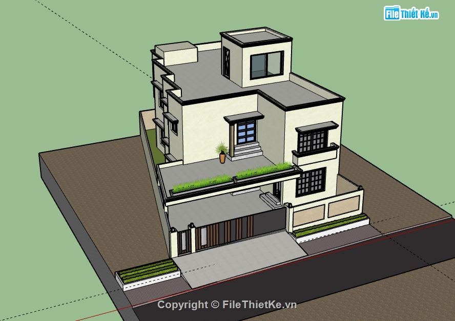 Biệt thự  2 tầng,biệt thự 2 tầng file su,file sketchup biệt thự 2 tầng,biệt thự 2 tầng model su,file su biệt thự 2 tầng