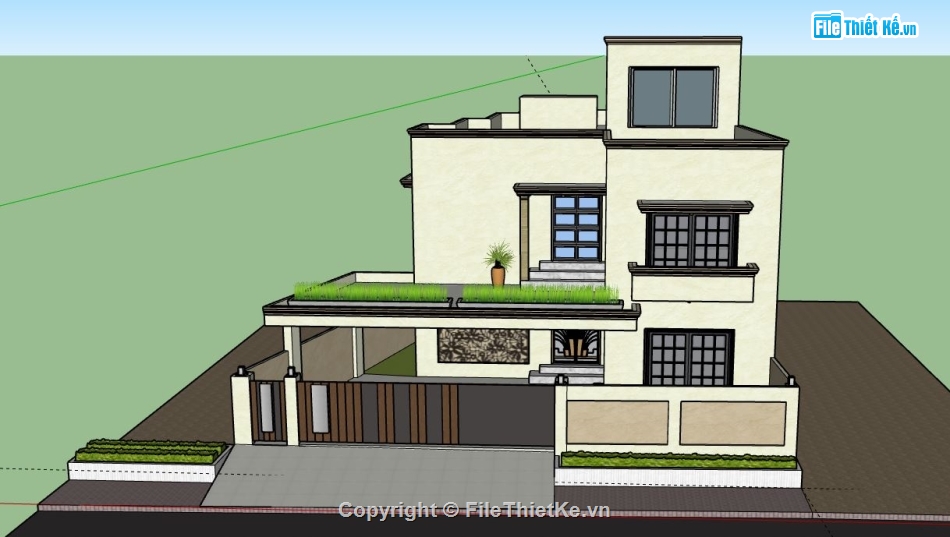 Biệt thự  2 tầng,biệt thự 2 tầng file su,file sketchup biệt thự 2 tầng,biệt thự 2 tầng model su,file su biệt thự 2 tầng