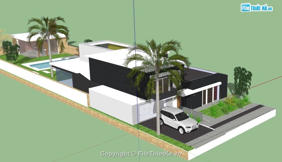 Biệt thự 2 tầng,model su biệt thự 2 tầng,biệt thự 2 tầng file su,sketchup biệt thự 2 tầng,biệt thự 2 tầng file sketchup