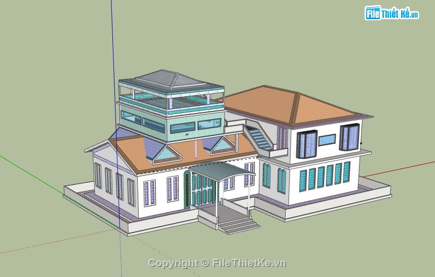 Biệt thự 2 tầng,model su biệt thự 2 tầng,file sketchup biệt thự 2 tầng