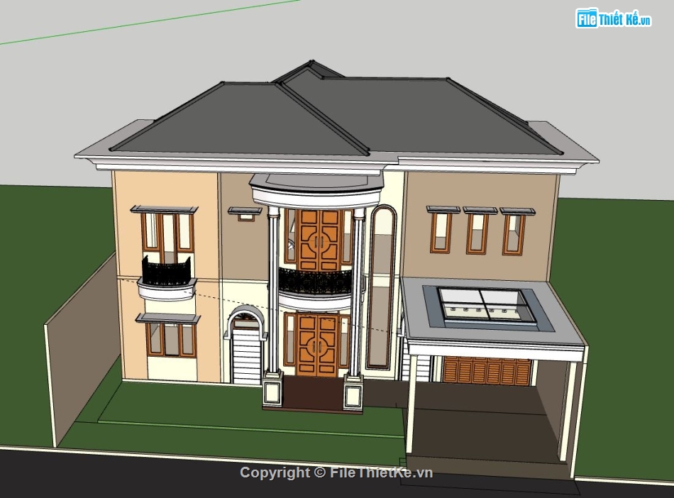 Biệt thự 2 tầng,model su biệt thự 2 tầng,file sketchup biệt thự 2 tầng