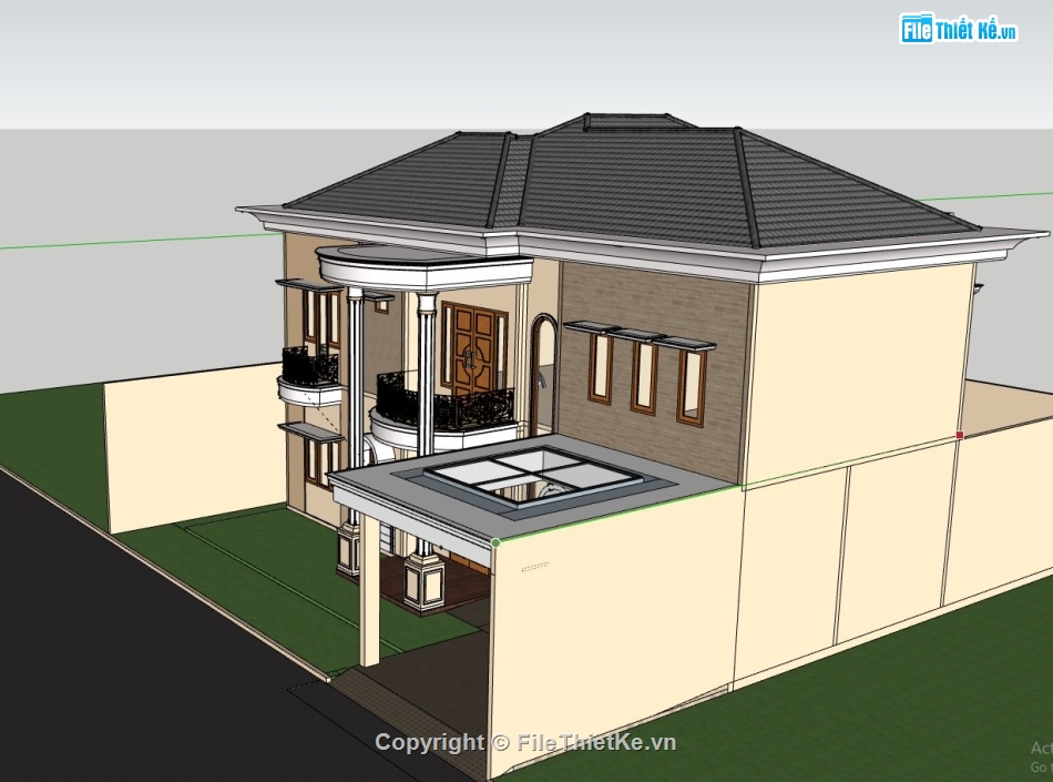 Biệt thự 2 tầng,model su biệt thự 2 tầng,file sketchup biệt thự 2 tầng