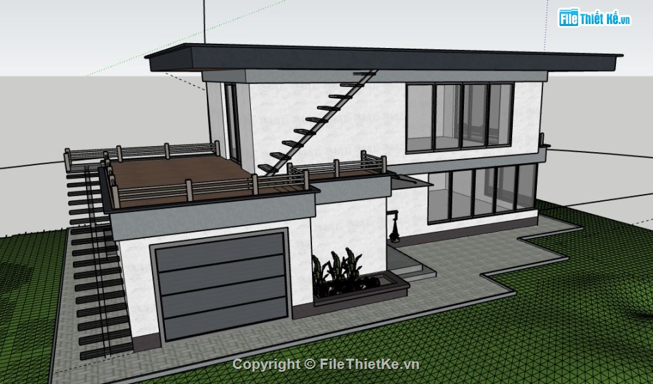 Biệt thự 2 tầng,model su biệt thự 2 tầng,biệt thự 2 tầng file sketchup,file sketchup biệt thự 2 tầng