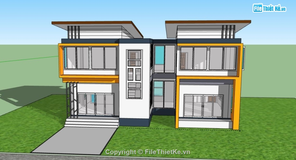 Biệt thự 2 tầng,model su biệt thự 2 tầng,file su biệt thự 2 tầng,sketchup biệt thự 2 tầng,biệt thự 2 tầng sketchup