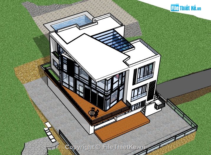 Biệt thự 2 tầng,Model su biệt thự 2 tầng,file sketchup biệt thự 2 tầng