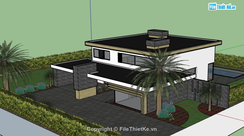 Biệt thự 2 tầng,model su biệt thự 2 tầng,mẫu biệt thự 2 tầng sketchup,biệt thự 2 tầng sketchup,sketchup biệt thự 2 tầng