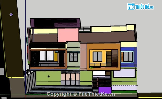 Biệt thự 2 tầng,file su biệt thự 2 tầng,sketchup biệt thự 2 tầng