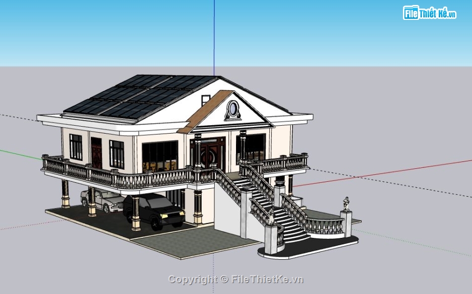 Biệt thự 2 tầng,Model su biệt thự 2 tầng,sketchup biệt thự 2 tầng