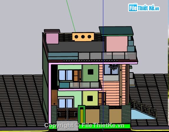 Biệt thự 2 tầng,file su biệt thự 2 tầng,sketchup biệt thự 2 tầng