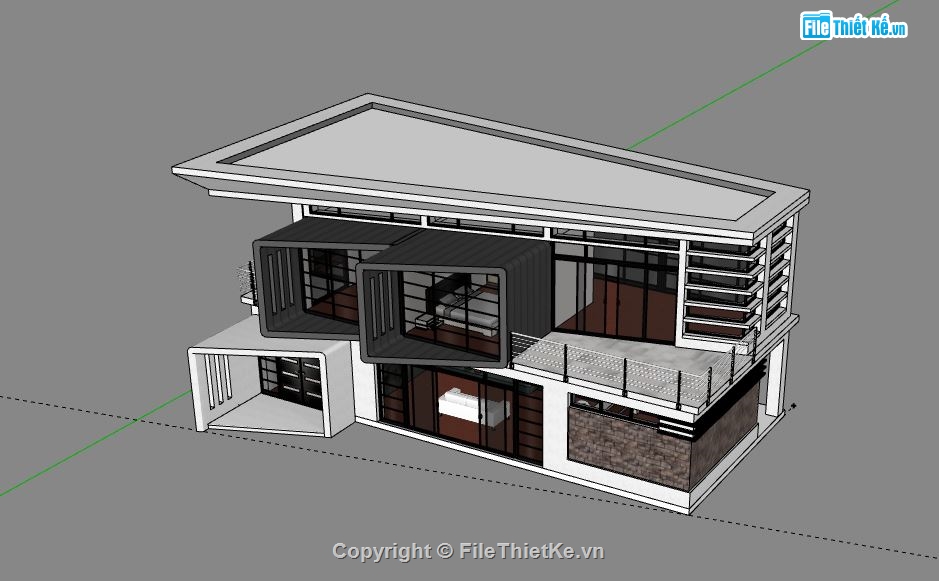 Biệt thự 2 tầng,model su biệt thự 2 tầng,file su biệt thự 2 tầng,biệt thự 2 tầng sketchup