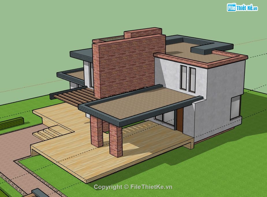 Biệt thự 2 tầng,model su biệt thự 2 tầng,file sketchup biệt thự 2 tầng,biệt thự 2 tầng model su