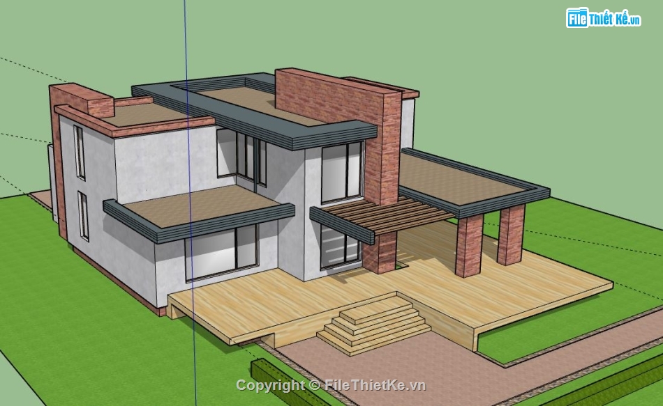 Biệt thự 2 tầng,model su biệt thự 2 tầng,file sketchup biệt thự 2 tầng,biệt thự 2 tầng model su