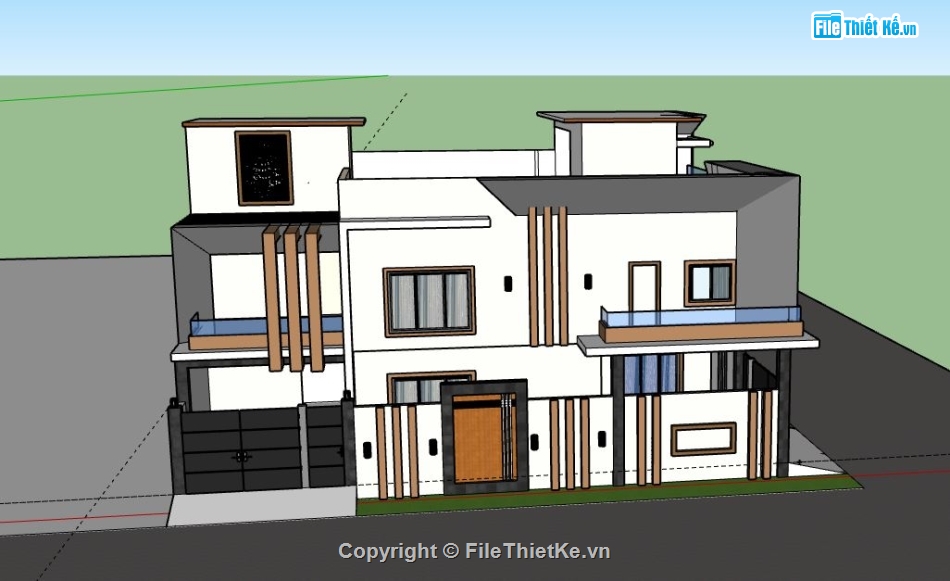 Biệt thự 2 tầng,model su biệt thự 2 tầng,biệt thự 2 tầng file su,sketchup biệt thự 2 tầng,biệt thự 2 tầng model su