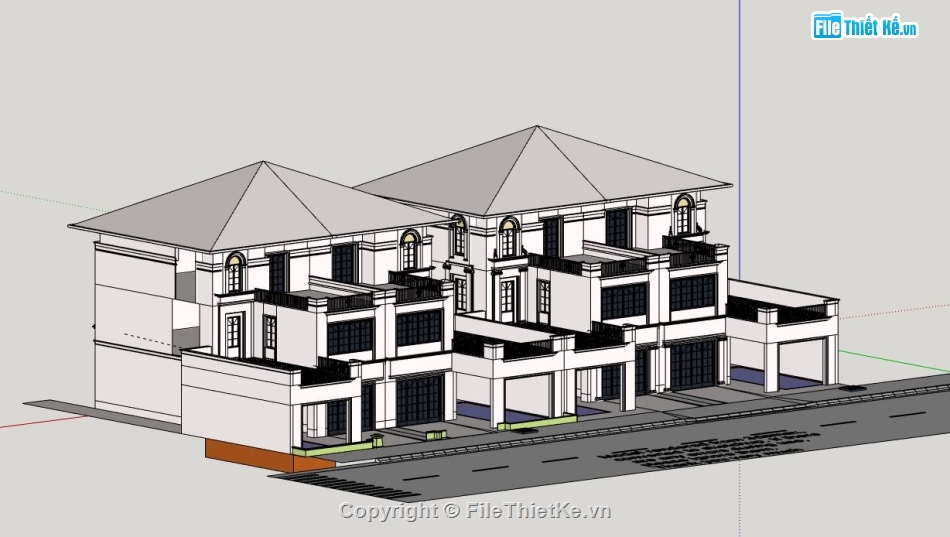 Biệt thự 2 tầng,model su biệt thự 2 tầng,mẫu biệt thự 2 tầng sketchup