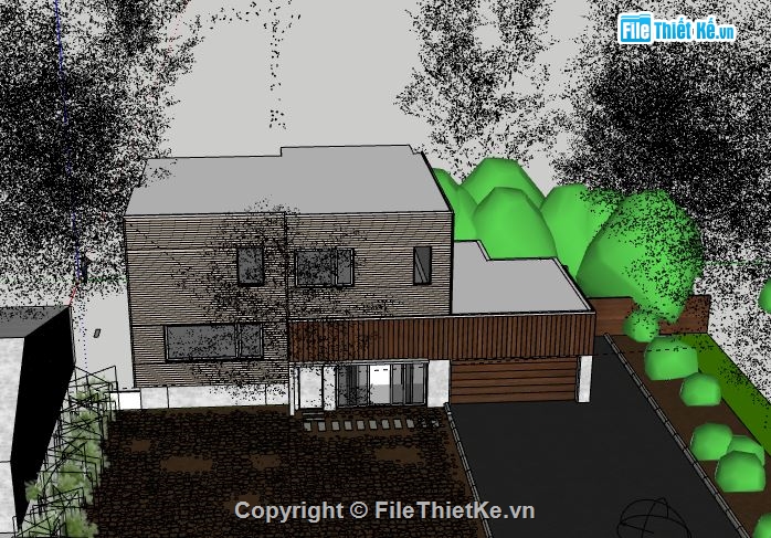 Biệt thự 2 tầng,model su biệt thự 2 tầng,file sketchup biệt thự 2 tầng