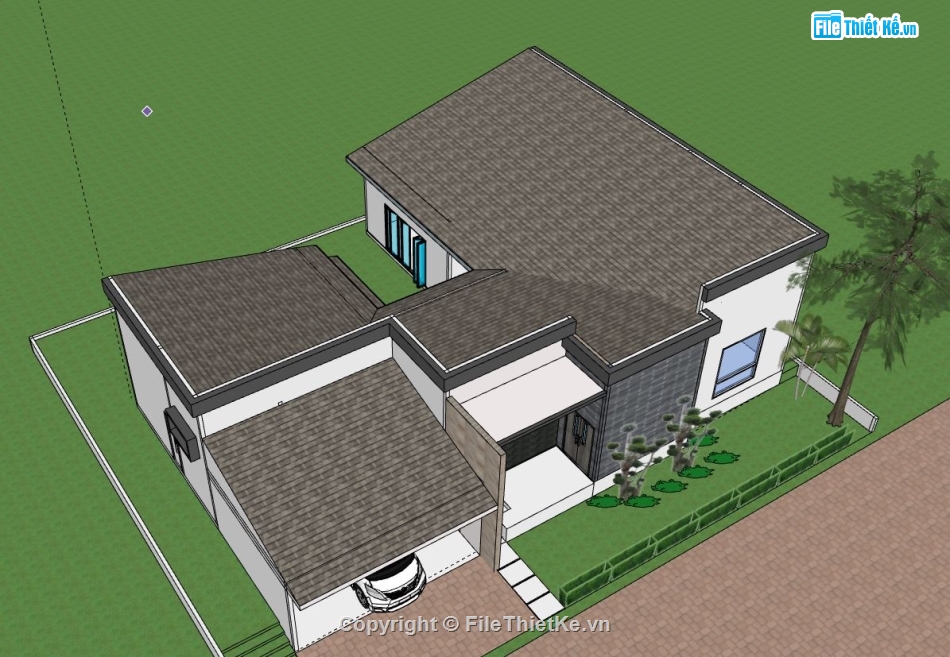 Biệt thự 2 tầng,model su biệt thự 2 tầng,file sketchup biệt thự 2 tầng