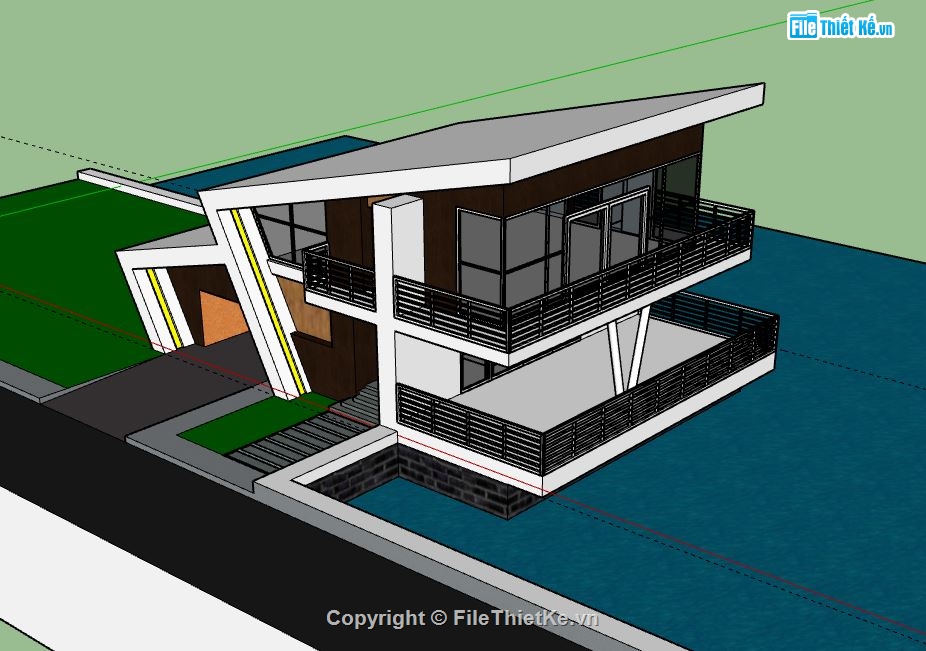 Biệt thự 2 tầng,model su biệt thự 2 tầng,file sketchup biệt thự 2 tầng