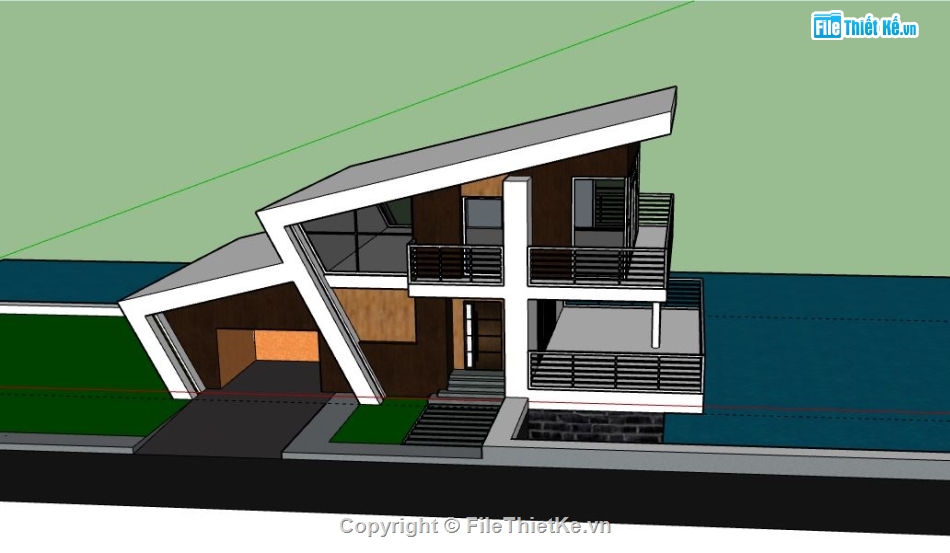 Biệt thự 2 tầng,model su biệt thự 2 tầng,file sketchup biệt thự 2 tầng