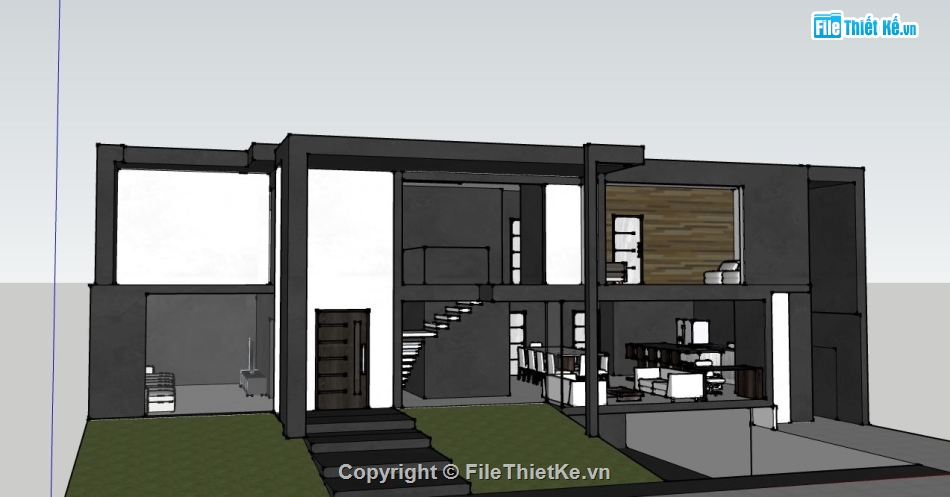 file su biệt thự,model su biệt thự,sketchup biệt thự