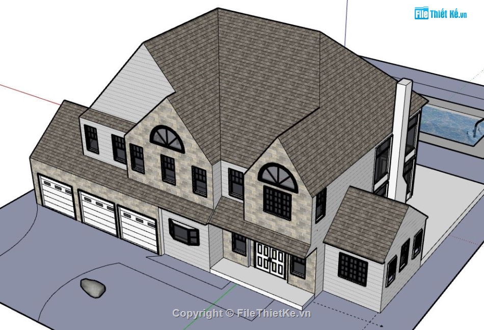 Biệt thự 2 tầng,model su biệt thự 2 tầng,biệt thự 2 tầng sketchup,file su biệt thự 2 tầng