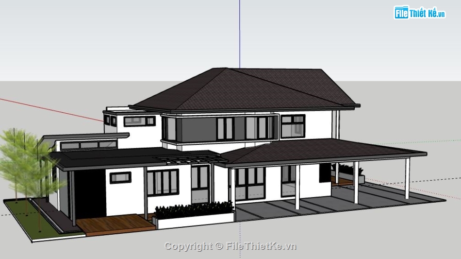 Biệt thự 2 tầng,model su biệt thự 2 tầng,biệt thự 2 tầng sketchup,sketchup biệt thự 2 tầng