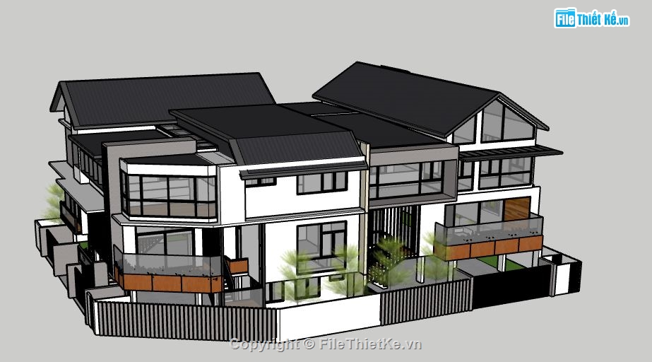 Biệt thự 2 tầng,Model su biệt thự 2 tầng file su,sketchup biệt thự 2 tầng,biệt thự 2 tầng sketchup