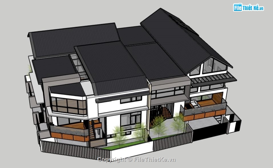 Biệt thự 2 tầng,Model su biệt thự 2 tầng file su,sketchup biệt thự 2 tầng,biệt thự 2 tầng sketchup