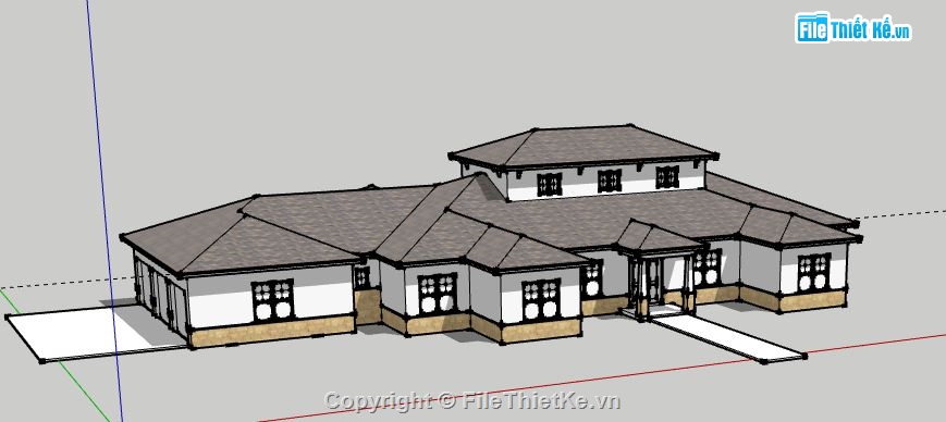 Biệt thự 2 tầng,model su biệt thự 2 tầng,file sketchup biệt thự 2 tầng