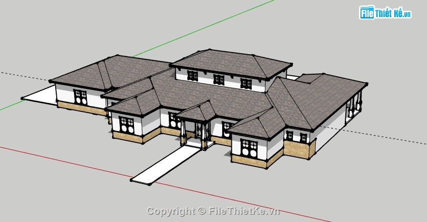 Biệt thự 2 tầng,model su biệt thự 2 tầng,file sketchup biệt thự 2 tầng