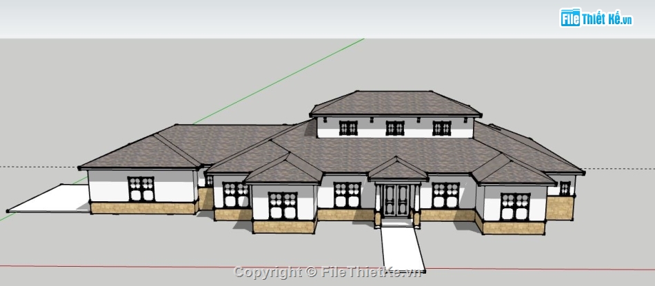 Biệt thự 2 tầng,model su biệt thự 2 tầng,file sketchup biệt thự 2 tầng