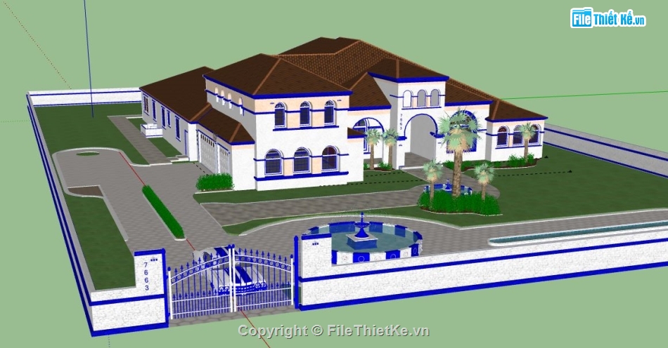 Biệt thự 2 tầng,model su biệt thự 2 tầng,biệt thự 2 tầng file sketchup