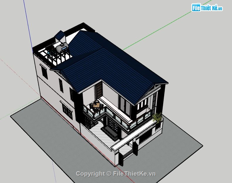 Biệt thự 2 tầng,model su biệt thự 2 tầng,sketchup biệt thự 2 tầng