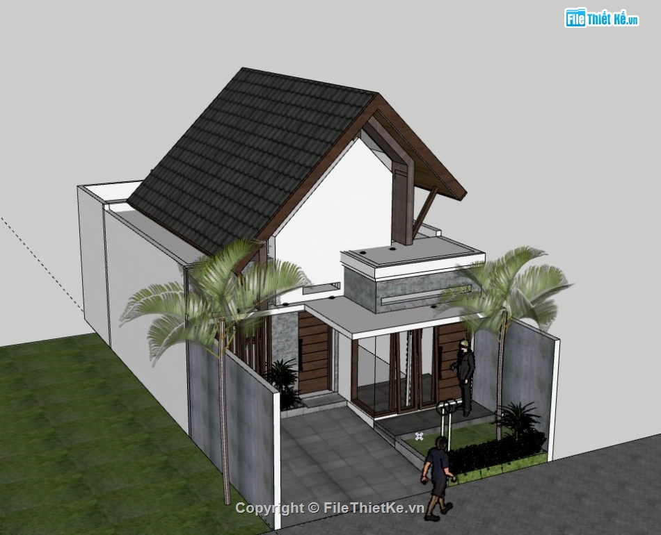 Biệt thự 2 tầng,model su biệt thự 2 tầng,file su biệt thự 2 tầng,sketchup biệt thự 2 tầng