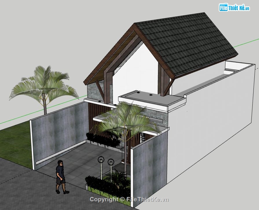 Biệt thự 2 tầng,model su biệt thự 2 tầng,file su biệt thự 2 tầng,sketchup biệt thự 2 tầng