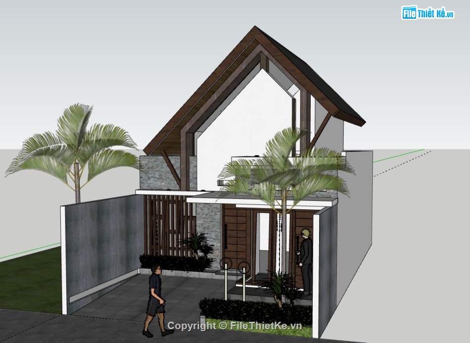 Biệt thự 2 tầng,model su biệt thự 2 tầng,file su biệt thự 2 tầng,sketchup biệt thự 2 tầng