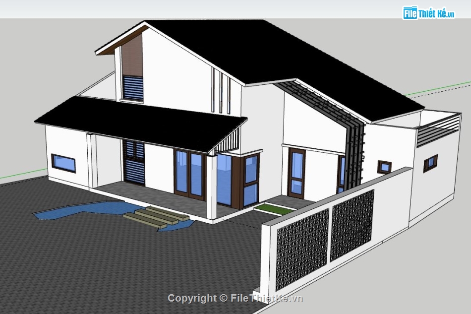 Biệt thự  2 tầng,file sketchup biệt thự 2 tầng,biệt thự 2 tầng file su,model su biệt thự 2 tầng,biệt thự 2 tầng file sketchup