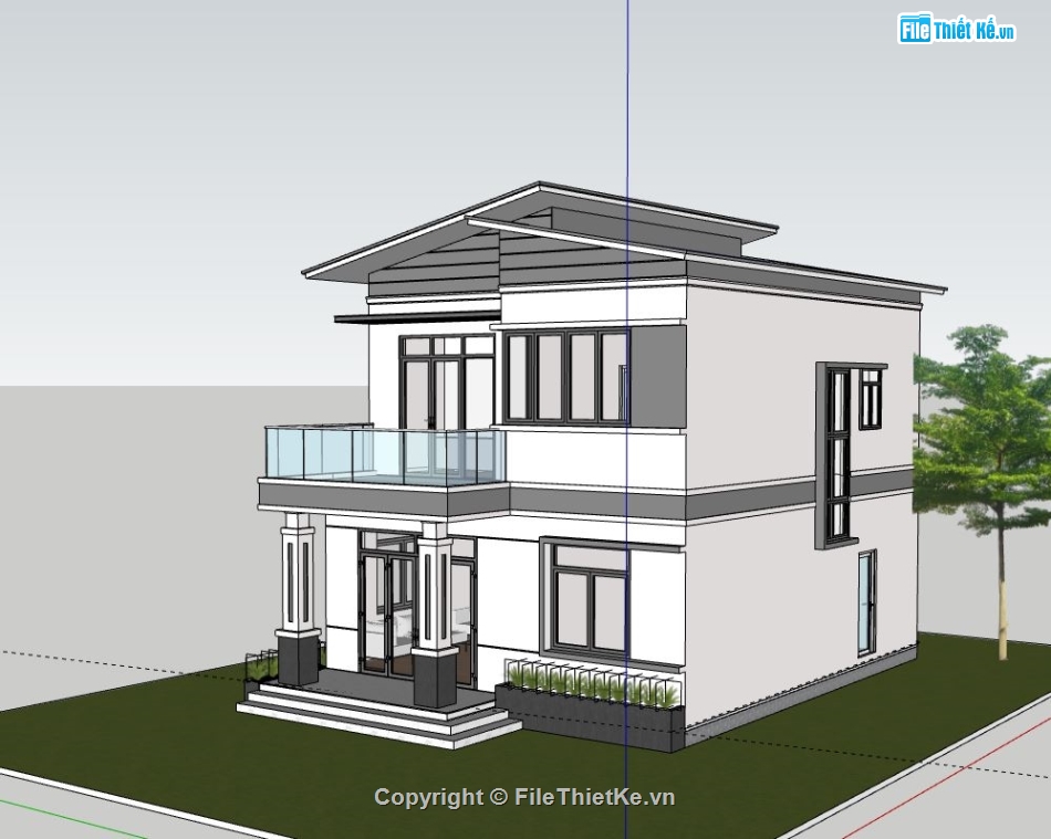 Biệt thự 2 tầng,Model su biệt thự 2 tầng,sketchup biệt thự 2 tầng