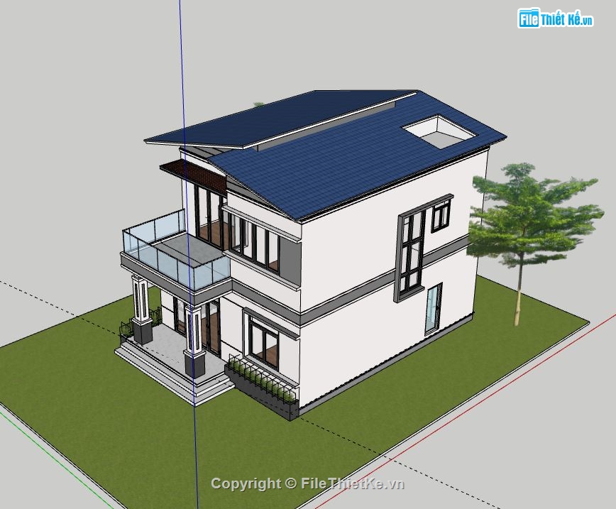 Biệt thự 2 tầng,Model su biệt thự 2 tầng,sketchup biệt thự 2 tầng