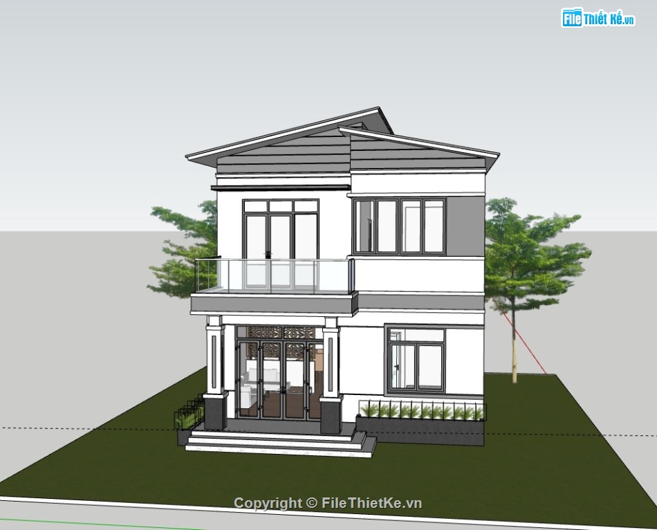 Biệt thự 2 tầng,Model su biệt thự 2 tầng,sketchup biệt thự 2 tầng