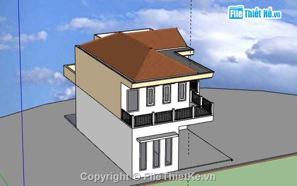 Biệt thự 2 tầng,model su biệt thự 2 tầng,nhà biệt thự 2 tầng file su,sketchup biệt thự 2 tầng