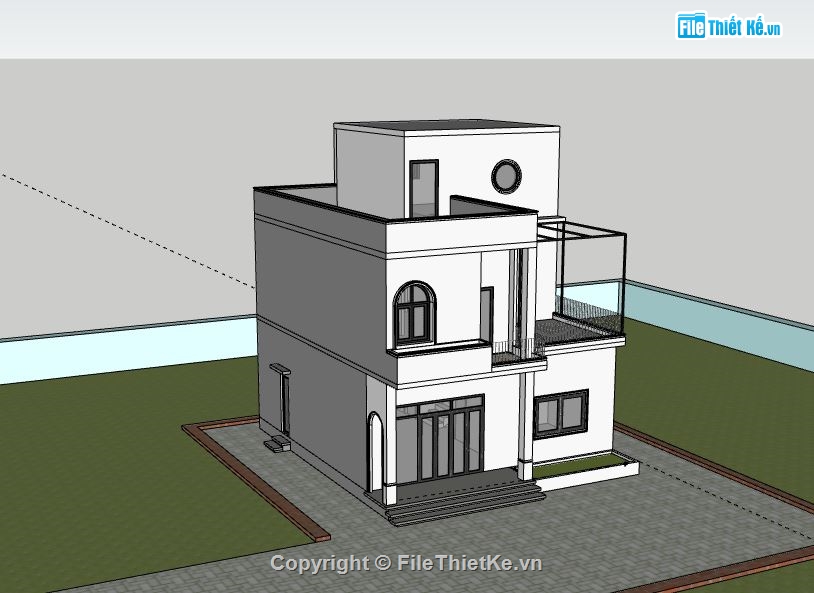 Biệt thự 2 tầng,model su biệt thự 2 tầng,file sketchup biệt thự 2 tầng