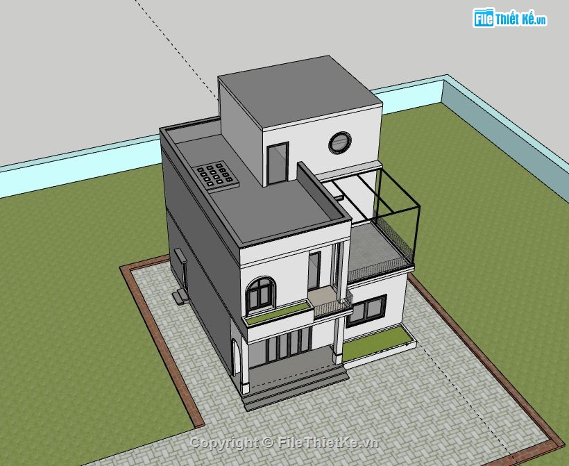 Biệt thự 2 tầng,model su biệt thự 2 tầng,file sketchup biệt thự 2 tầng