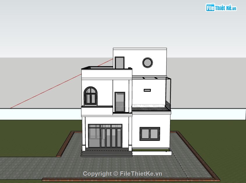 Biệt thự 2 tầng,model su biệt thự 2 tầng,file sketchup biệt thự 2 tầng