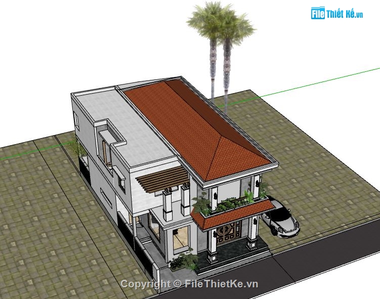 Biệt thự 2 tầng,Model su biệt thự 2 tầng,biệt thự 2 tầng file su