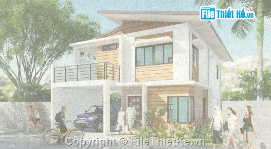 Biệt thự 2 tầng,model su biệt thự 2 tầng,mẫu biệt thự 2 tầng sketchup,file sketchup biệt thự 2 tầng