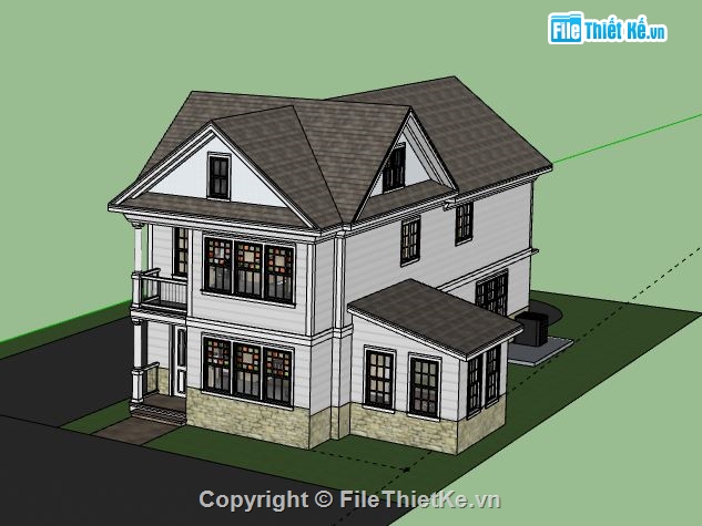 Biệt thự 2 tầng,model su biệt thự 2 tầng,biệt thự 2 tầng sketchup,sketchup biệt thự 2 tầng